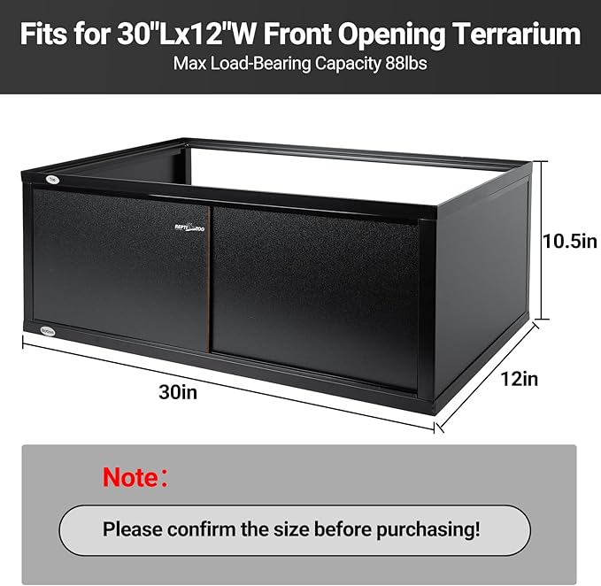 REPTI ZOO Space Saving Terrarium Stacker for 30" L X 12" W Reptile & Amphibian Enclosure, Sturdy Tank Stackers with, Metal Frame, Wood Panels, Sliding Door, Easy Assembly, Max 88 lbs Load Capacity
