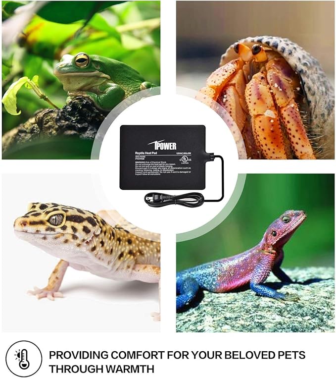 iPower Reptile Heating Pad, Under Tank Heater, Waterproof Terrarium Heat Mat 6X8 Inch, for Turtle, Lizard, Frog, Snake and Other Reptiles