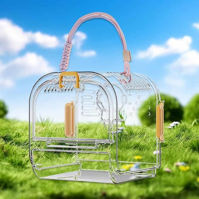 Parakeet Travel Carrier Cage, Bird Resting Habitat, Pull-Out Tray, Sturdy Pet Accessory with Practical Structure, Travel Cage for Budgies Cockatiels Conures Sparrow Use