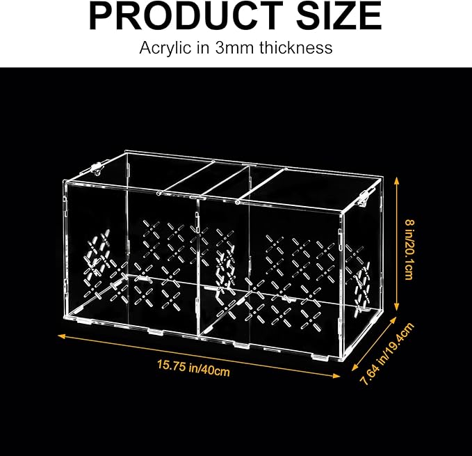 Reptile PC Terrarium, Double Room Tarantula Enclosure,Spider Tank Starter Kit,Leopard Gecko Container,Hermit Crab Habitat,Lizard housing,Jumping Spider Cage,Small Bearded Dragon Vivarium