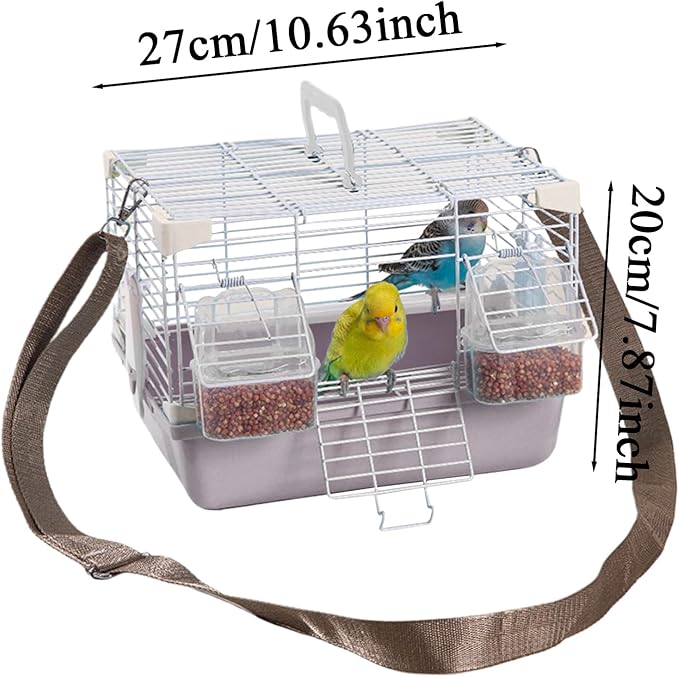Portable Bird Cage - Heavy-Duty Travel Carrier, Convenient Handle, Small Animal Housing, Durable Pet Enclosure | Safe Transport Cage for Cockatiels Budgies Peony Pearl Munias Travel Home