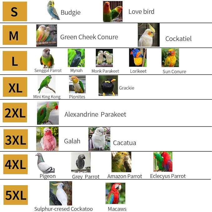 PARREN Bird Flight Harness Vest, Parrot Flight Suit with Leash for Parakeets, Bird Flying Clothes with Rope and Handle for Outdoor Activities Training, Anti Bite (5XL), Yellow