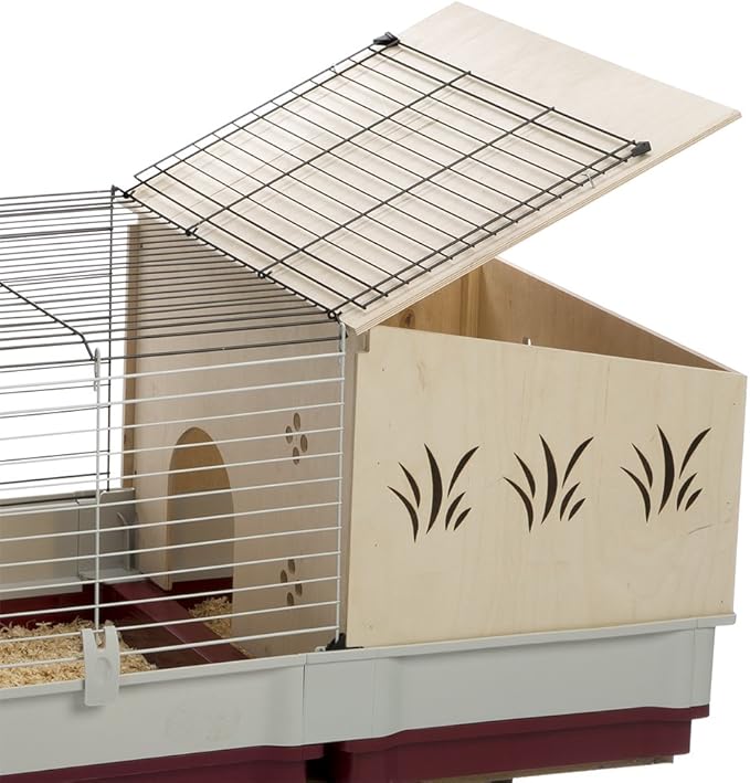 Ferplast Krolik Extra-Large Rabbit Cage w/ Wood Hutch Extension Rabbit Cage Includes All Accessories and Measures 55.9L x 23.62W x 19.68H and Includes ALL Accessories