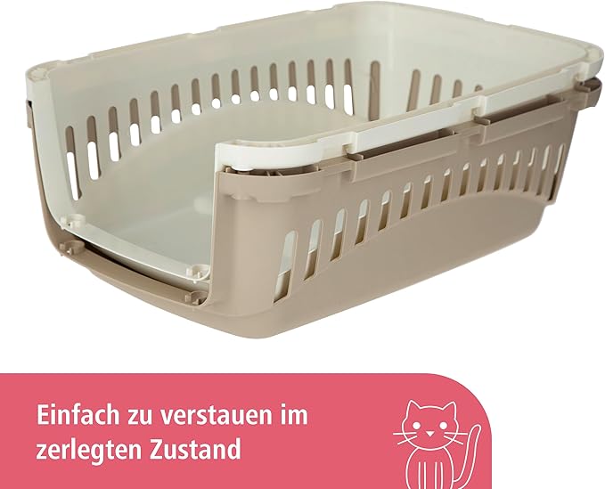 Kerbl Transport Box Expedion with Plastic Door, 45 x 30 x 30 cm, Cream/Taupe