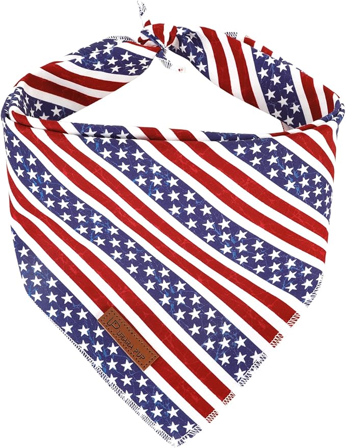 4th of July Dog Bandana, Patriotic Bandana for Small Medium Dog, Cute Patriotic Puppy Bandana, Cotton American Flag Pet Triangle Bid Scarf Kerchief for Girl Boy Dogs or Cats