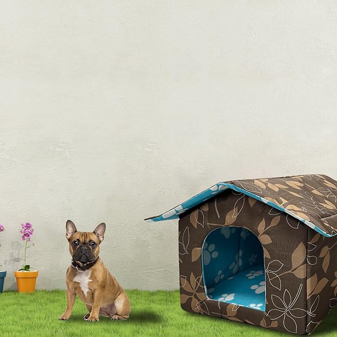 Soft Waterproof Dog House with Pad Pets Foldable Cool Cave Sleeping Bed for Dogs Cats Hamster Small Animal House All Weather Black