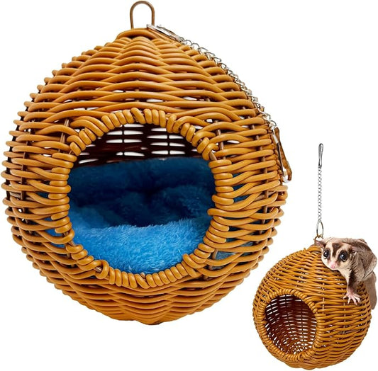 BNOSDM Sugar Glider Pouch, Pet Glider Cage Sleep Bag Squirrels Playing Hideout Hanging Hammock with Warm Cotton Pad Small Animal Cage Accessories for Marmosets Hamsters