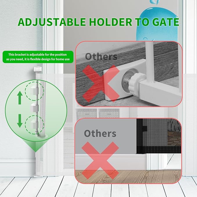 Upgraded Retractable Baby Gate for Stairs, 33"Tall Expands 55"Wide Ideal Safety Solution Dog Gate for Stairs Doorways Hallways Indoor Outdoor Mesh Baby Gate Retractable Screen Door(White,86CMx140CM)