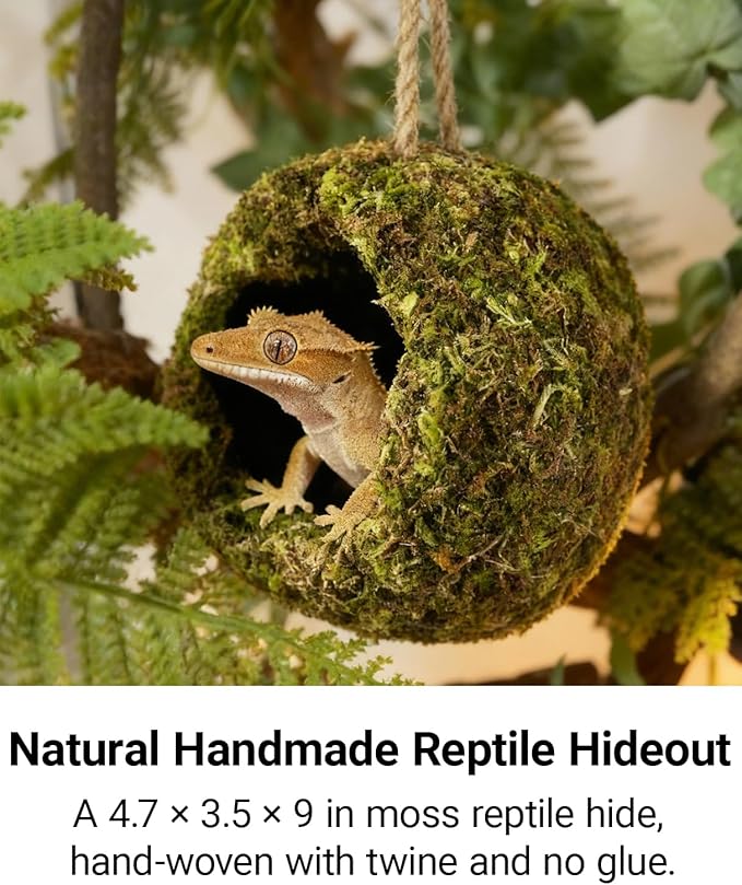 Handmade Crested Gecko Tank Accessories – Bearded Dragon Accessories, Reptile Hideout, Hermit Crab and Small Reptile Habitat 4.7×3.5×9in