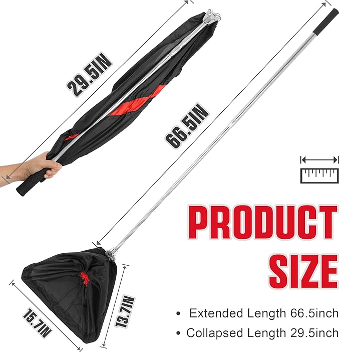 Telescopic Snake Catcher Net with Secure Drawstring – 29 to 66 Inch Adjustable Pole for Safe Transporting and Capturing All Kinds of Snakes