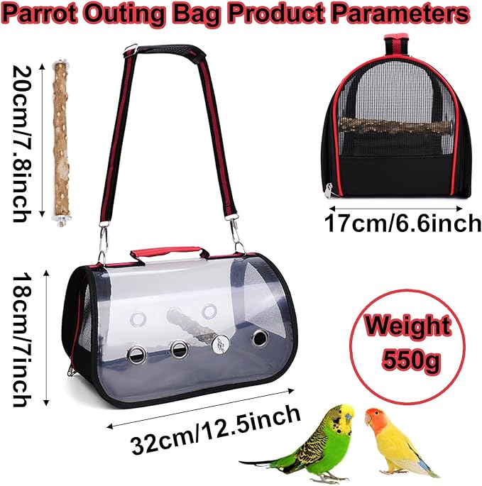 Bird Carrier Travel Cage, Small Bird Carrier, Portable Transparent Carrier Cage Pet Hamster Breathable Out Bag Suitcase for Parakeet, Parrot, Cockatiel, Guinea Pig for Hiking (Size : Small)