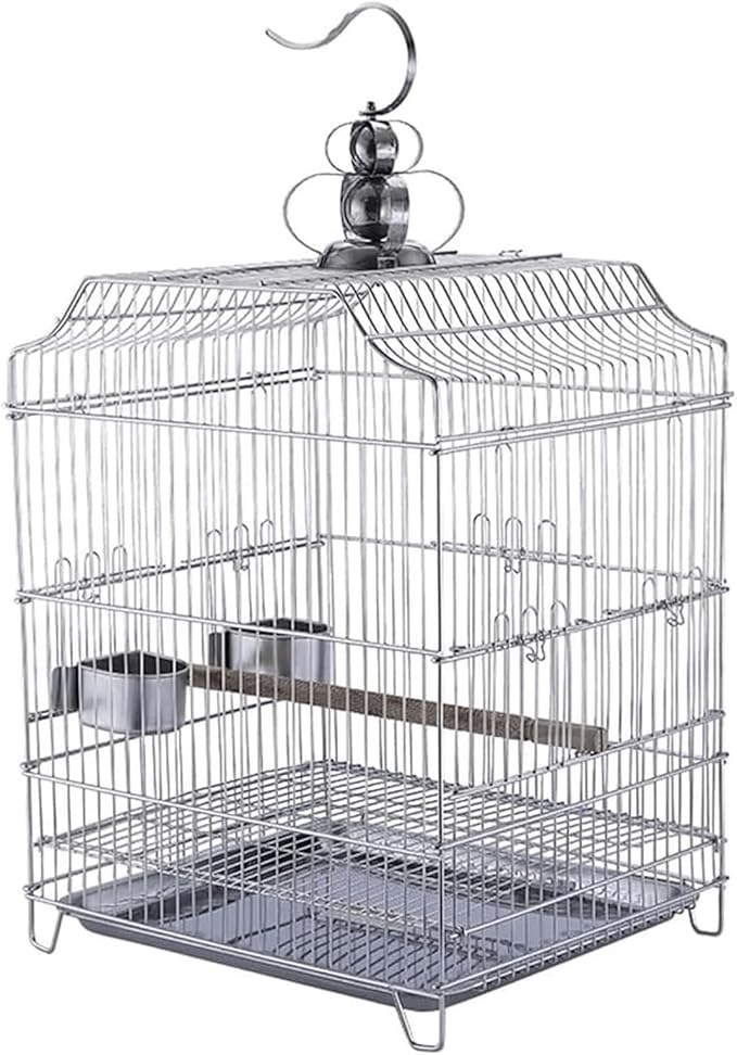 Bird Cage Hanging Bird Aviary Stainless Steel Tall Tiel Cage Parrot Cage Flight Birdcag Bird Carrier Travel Cage w/Detachable Tray
