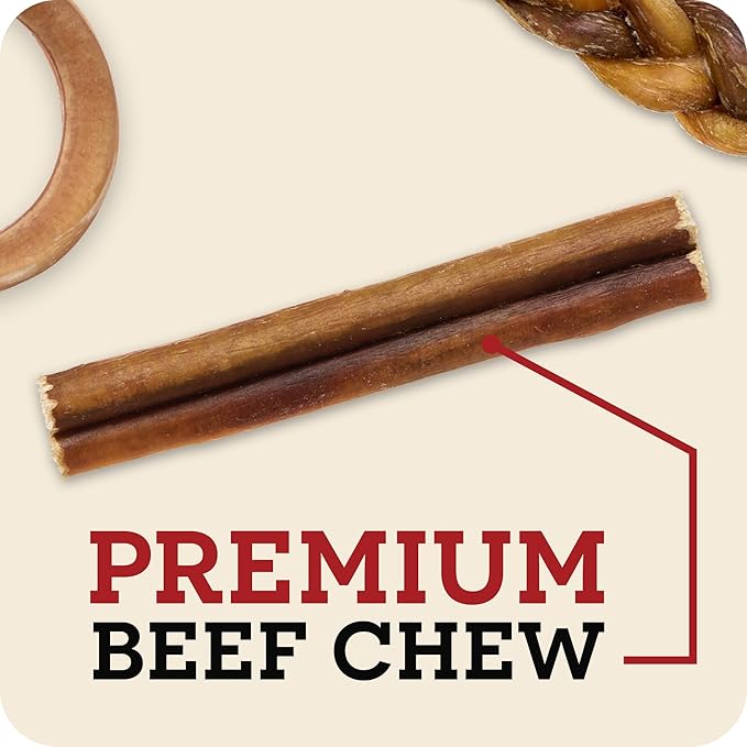 Redbarn Pet Products 12" Bully Sticks Pet Chew Treat, 2-Count, Pack of 18