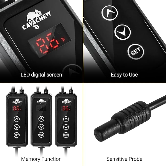 Reptile Dimming Thermostat with 2 pack Dome Lamp Fixture