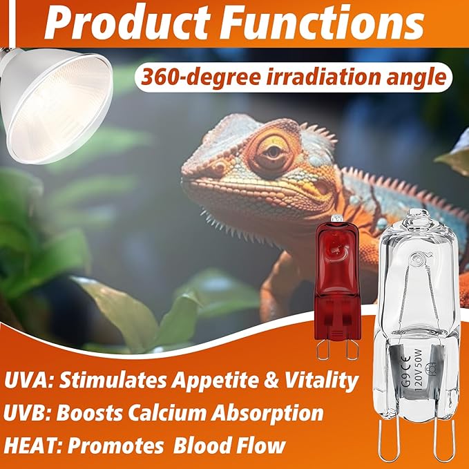 8 PCS G9 Halogen Bulb, Mini Halogen Bulb 50W, Reptile Heat Lamp for Bearded Dragon Gecko Turtle Lizard