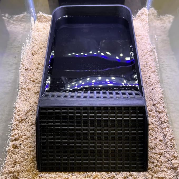 Hermit Crab, Lizard, Turtle, Amphibian XL Watering Pool | Platform Pool Accessory with Access Ramp for Pet Habitats | 9.75" x 5" | Made in USA (X-Large) (Fresh Only, Black)