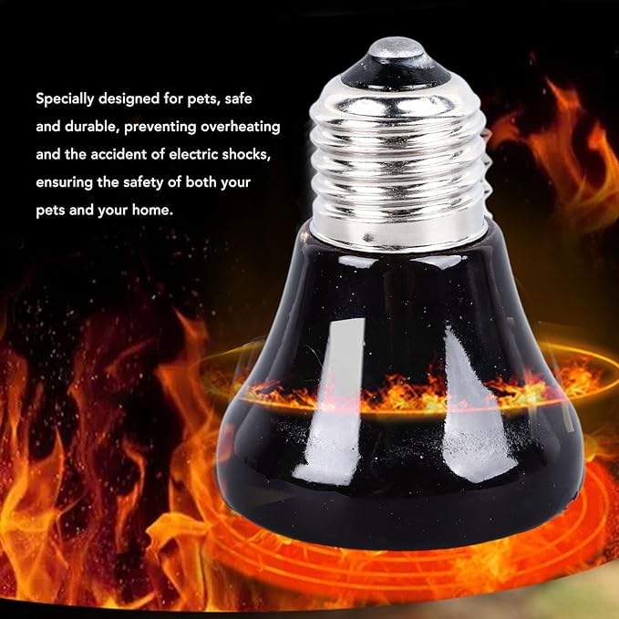 Ceramic Heat Emitter, Reptile Heat Bulbs, No Light Emitting Heat Bulbs, for Amphibian Terrarium, Bearded Dragon Lizard Snake Turtle, Brooder Coop Incubating Chicken (50w)