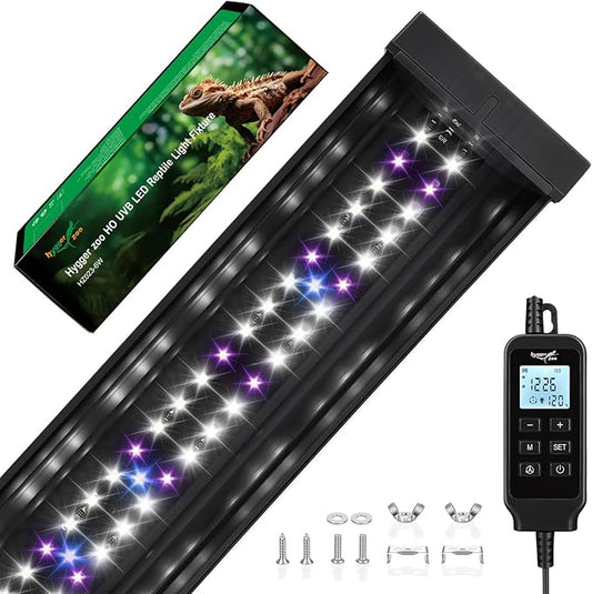 UVB Light for Reptiles 6W 9.8IN LED UVA UVB Terrarium Lamp with 4 Auto Modes for Ferguson Zones UVB Bulb with Timer for Bearded Dragon Gecko Turtle Lizard Snake Adjustable Brightness for Reptile Tank