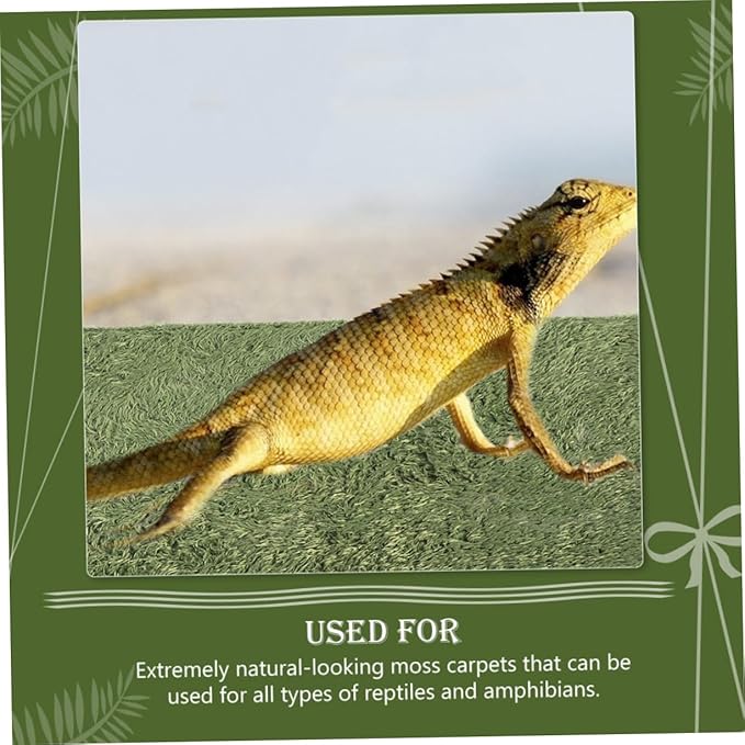 Lifelike Fake Lawn Reptile Carpet for Amphibians and Tortoises Moisture Retaining Home Terrarium Mat 100% Safe for PET Use