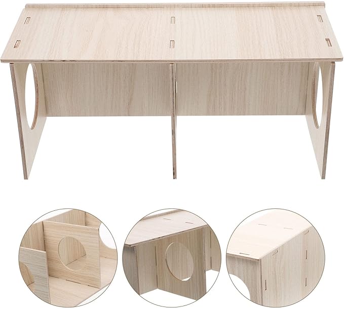Baluue Wooden Hamster Cabin Hideout House Maze for Small Pets Sleep Play Hideout
