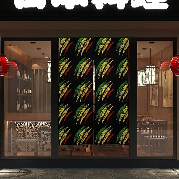 Lion Rasta Reggae Jamaica Roots Light Blocking Door Curtain, Suitable for Bedroom Entrance