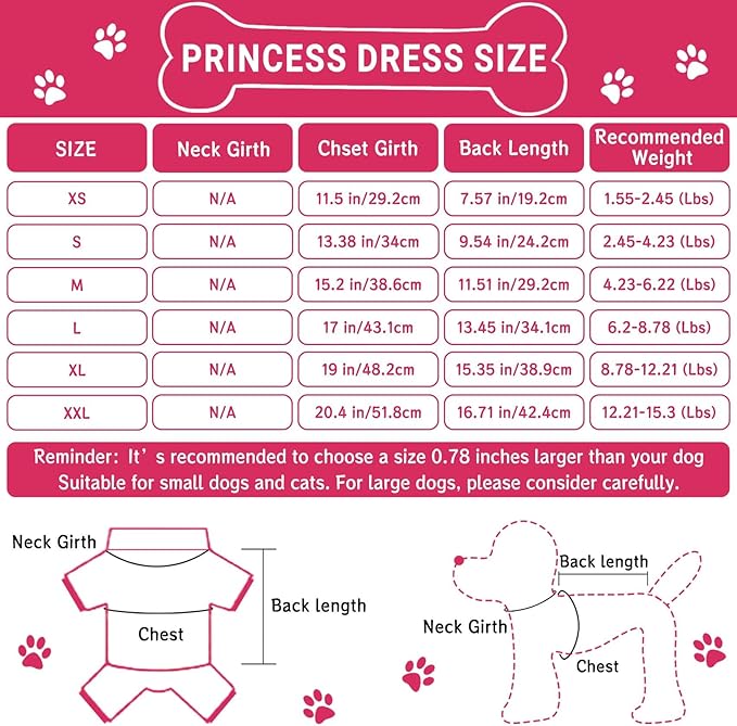 TAPBULL Dog Dresses, Fashionable Pet Dog Clothes with Heart Design, Cute Cat Birthday Dress Outfit (Pink/Red/Blue/Purple/Black 5-Pack), XX-Large
