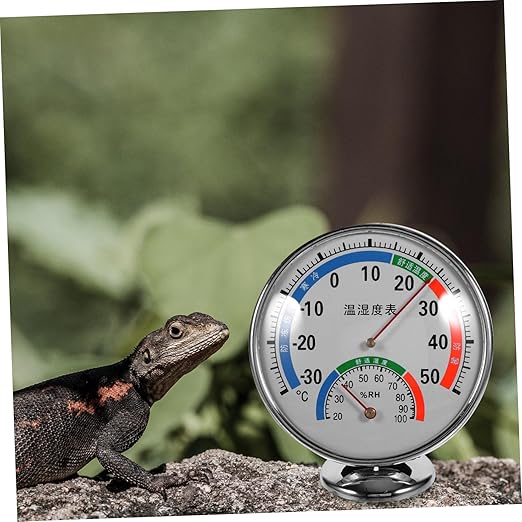 Reptile Temperature and Humidity Gauge Dual Dial Hygrometer for Terrarium Easy Read Color-Coded Display for Bearded Dragons Lizards and Other Reptiles