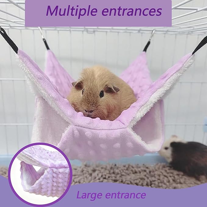 kathson 4 PCS Ferret Hammock Set,Guinea Pig Hammocks Hideout Bed,Ferret Hanging Play Tunnel,Soft Rat Hammock Sleep Beds Cage Accessories for Sugar Glider,Hamster Chinchilla