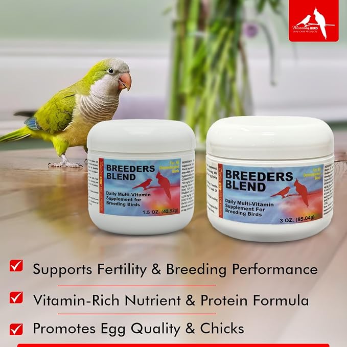 Morning Bird Breeders Blend 3 oz – Protein Supplement for Birds – Supports Breeding, Chick Growth, Muscle Development & Immune Health – Daily Vitamin Blend for Strong Bones & Overall Health