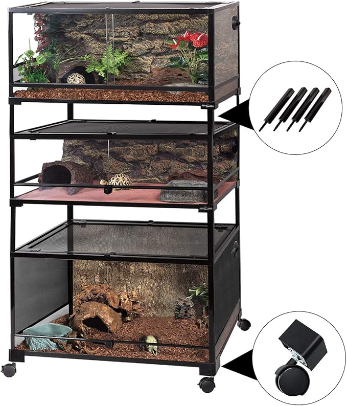REPTI ZOO Reptile Terrarium Stackers Post Only for RK Knock-Down Glass Terrariums