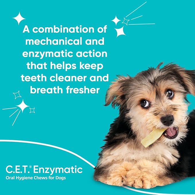Virbac C.E.T.® Enzymatic Oral Hygiene Chews for Dogs,Medium-Plaque&Tartar Control-Single Layer Beefhide with Exclusive Dual-Enzyme System&Tasty Chicken Flavor-Easy to Give 12.8 Ounce (Pack of 12)
