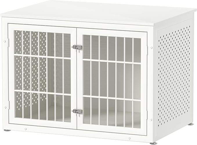 rehomerance 42" Heavy Duty Dog Crate Furniture for Large and Medium Dogs, Enclosed Design Wooden Metal Kennel, Wooden Cage Furniture Indoor, Decorative Dog Kennel End Table