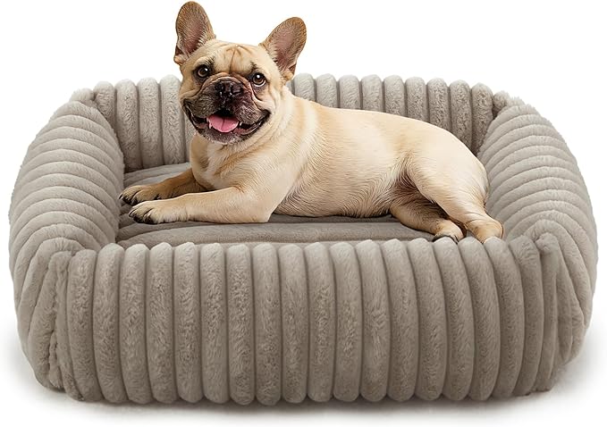 FURTIME Dog Bed for Small Medium Dog, Washable Orthopedic Pet Bed with Removable Cover, Rectangle Soft Calming Sleeping Puppy Bed Durable Pet Cuddler with Anti-Slip Bottom