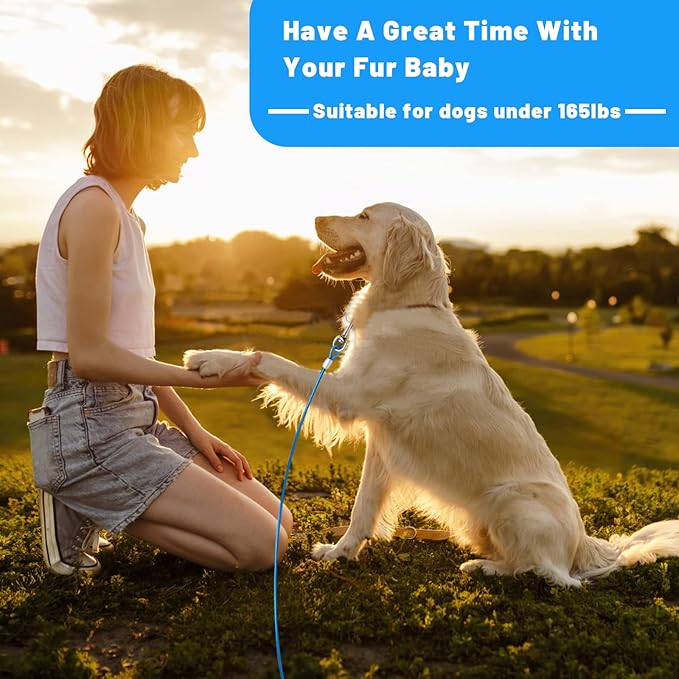 Dog Tie Out Cable 10/15/20/25/30/50 FT Runner for Yard Steel Wire Cable Blue Dog Chains for Outside Dogs Lead for Large Dogs Up to 165 lbs