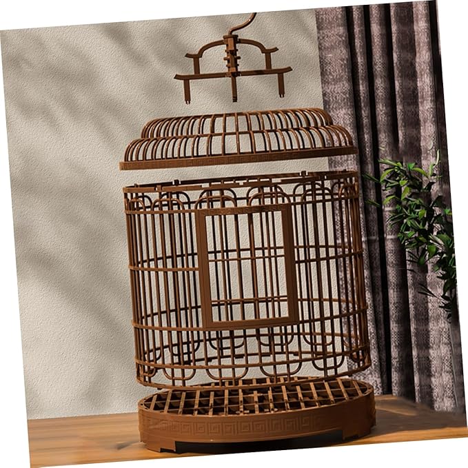 Large Retro Plastic Bird Carrier Cage for Lovebirds Parakeets Cockatiels Spacious Portable Easy Clean Design for Home Travel Use