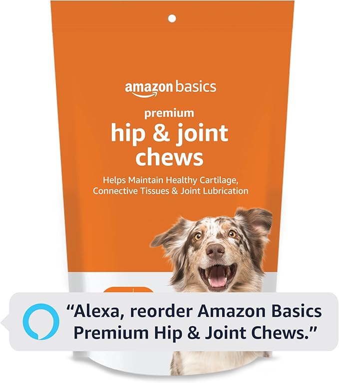 Amazon Basics Premium Dog Hip & Joint Supplement Chews with EPA and DHA, 60 Count (Previously Solimo)