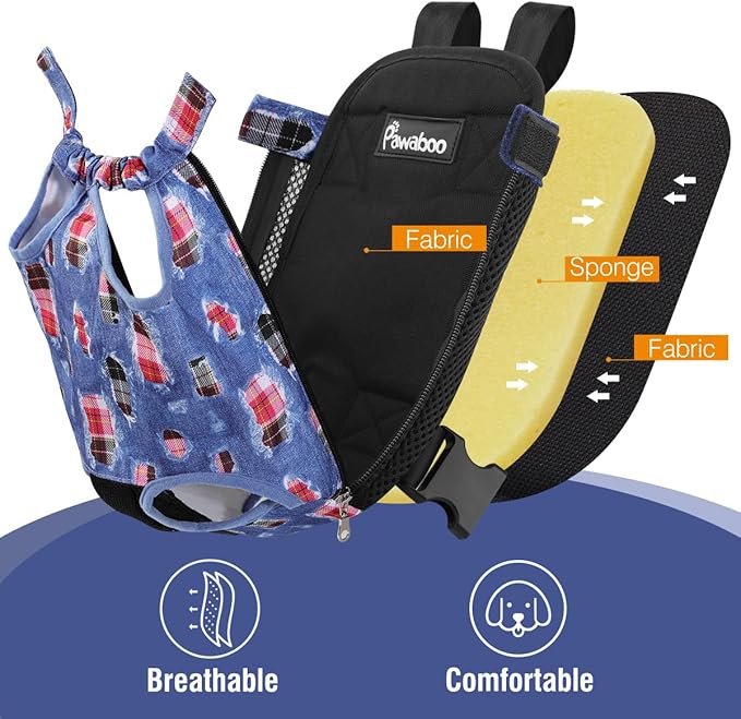 Pawaboo Pet Dog Carrier Backpack, Adjustable Pet Front Cat Dog Carrier Backpack Bag for Small Medium Dogs Cats Puppies, Legs Out, Easy-Fit for Traveling, L, Denim Blue