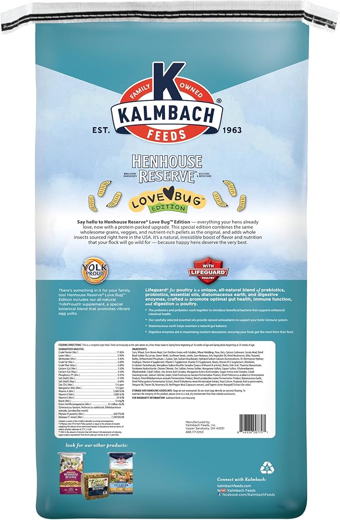 Kalmbach Feeds Henhouse Reserve® Lovebug Edition Layer Feed with Whole Insects