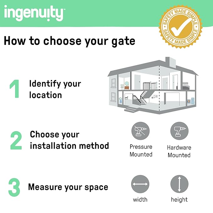 Ingenuity Decorative Extra Wide Baby Gate & Dog Gate, 44"-72" Wide, 36" Tall, Hardware Mounted, Install in Hallways, Bottom of Stairs, or Large Openings - Bronze