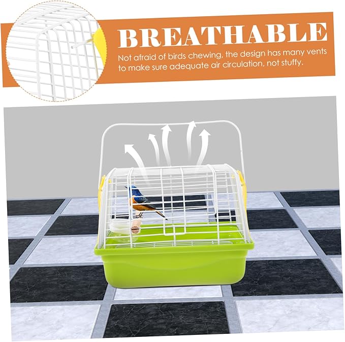 1 Set Portable Bird Carrier Cage for Parrots Lightweight Travel Cage with Handle Breathable Wire Structure for Hiking Sightseeing Camping Trips