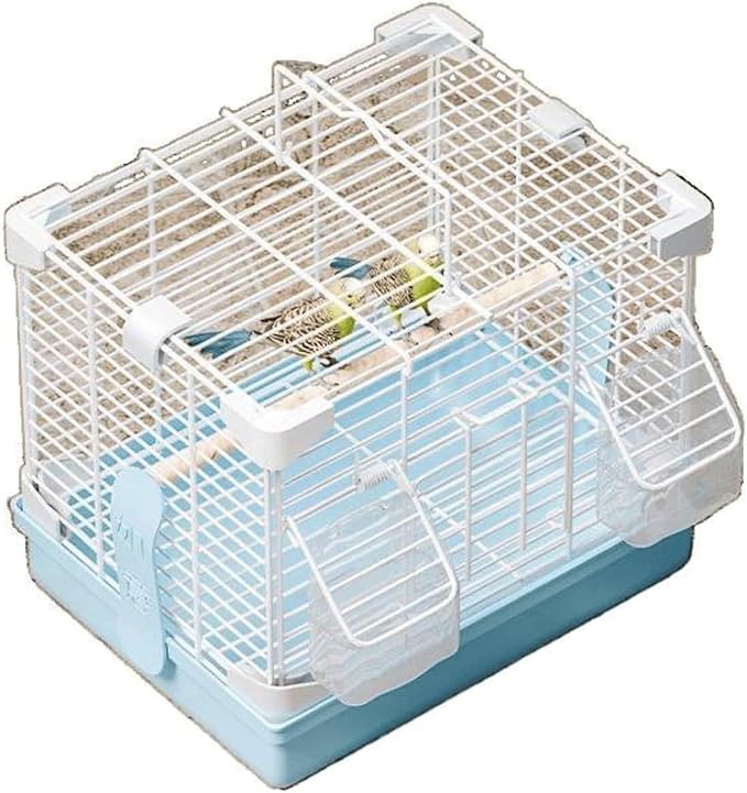 Bird Cage Bird Aviary Metal Tall Tiel Cage Parrot Cage Flight Birdcag Portable Bird Carrier with Handle Travel Carrier Cage(Blue)