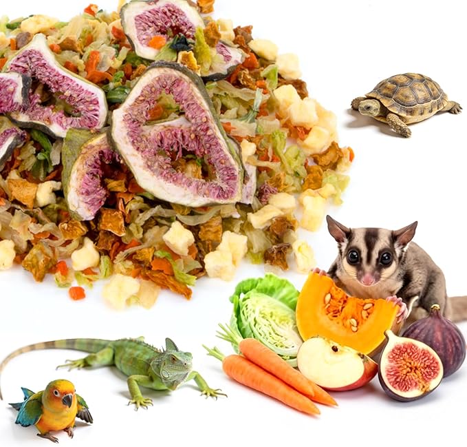 RAINFLOW High Calcium Dried Fruit & Vegetable - Birds & Small Pet Food Mix for Sugar Glider, Bird, Hamster, Parrot Treats Blend, Calcium Supplement for Bearded Dragon, Guinea Pig, Rabbit & More