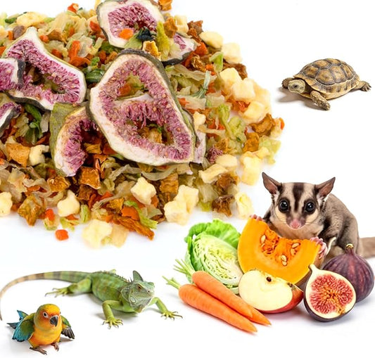 RAINFLOW High Calcium Dried Fruit & Vegetable - Birds & Small Pet Food Mix for Sugar Glider, Bird, Hamster, Parrot Treats Blend, Calcium Supplement for Bearded Dragon, Guinea Pig, Rabbit & More