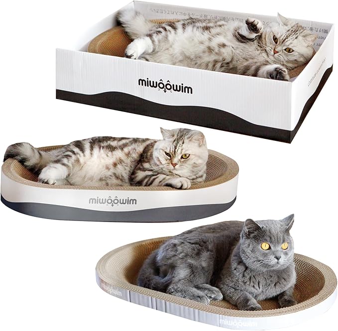 miwoowim 23.6" Extra Large Cat Scratcher Bed & Box Set, Oval Lounge Bowl - Image 3