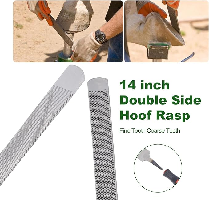 lukar 8PCS Farrier Tools Kit Horse Hoof Trimmers, Includes 16" Horse Hoof Nipper, 13" Horseshoe Cutting Pliers, 14" Hoof Nail Clincher, Hoof Hammer, Hoof Knife, Rasp File, Horseshoe Brush