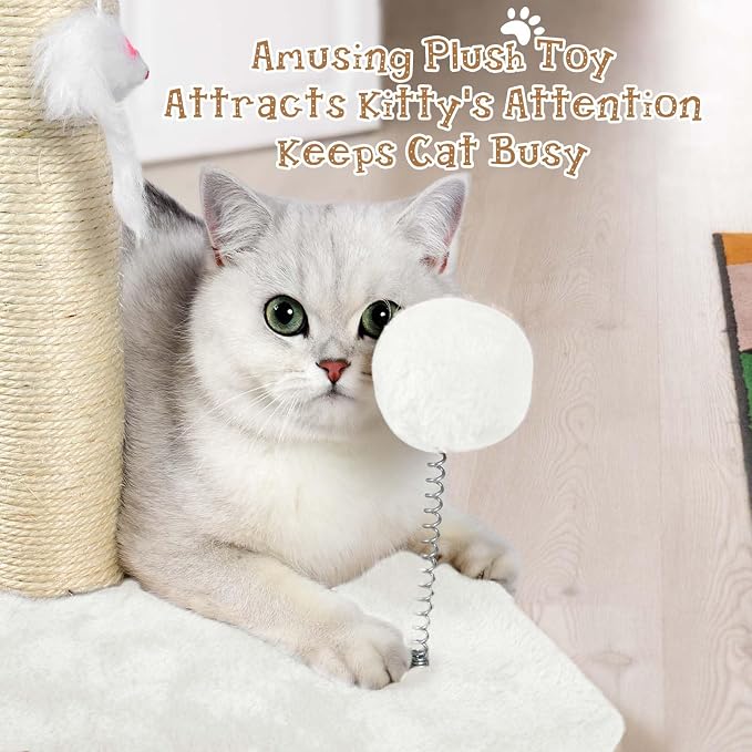 ANWA 32" Tall Sisal Cat Scratching Posts Tree for Indoor Cats Adults, White - Image 3