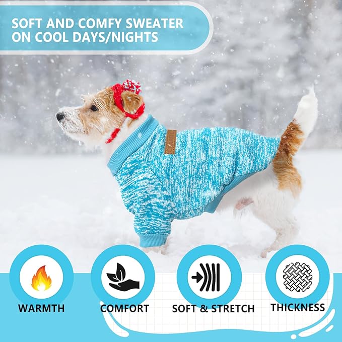 2 Pieces Dog Sweaters for Small Dogs Fall Clothes Female Winter Fleece Sweaters Warm Thick Pet Outfit Coat Small Dog Sweater for Girl Boy Dogs, Yorkie, Chihuahua, Pug, Cat, Pug,S,Blue,Grey