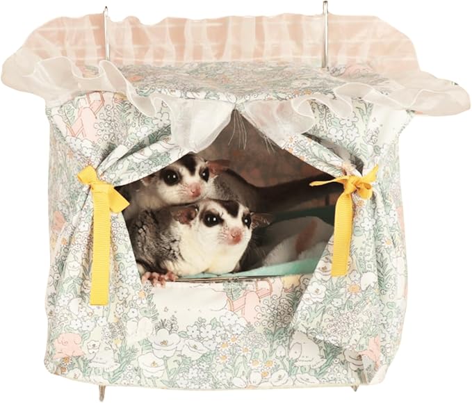 Rat Hammock for Cage Chew Proof Rat Toys Warm Bed, Small Animal Hanging Stainless Steel Basket Ferret Cage Accessories and Habitats Removable Nest Mat for Hamster, Sugar Glider, Hedgehog (Green)