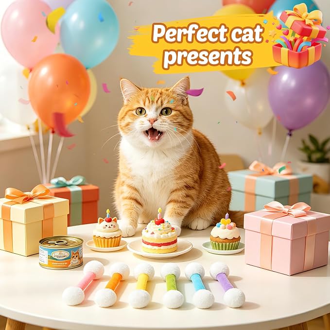 CiyvoLyeen Plush Cotton Swab Catnip Toys for Indoor Cats 6 Pack - Image 8