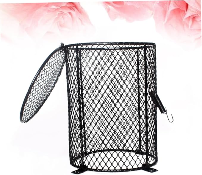 Kisangel Reptile Heat Lamp Scalding Lampshade Round Protective Cover for Reptile Cages Sturdy Black PET Lampshade for Safe Habitat Lighting Suitable for Bearded Dragons Snakes and Lizards